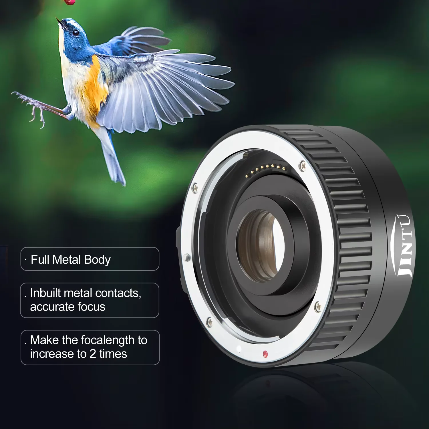 JINTU AF & MF C-AF 2X 텔레컨버터 렌즈 (캐논 EOS EF 렌즈용) 1300D 200D 70D 60D 700D 600D 100D T6i T6s T4i T5i DSLR 카메라