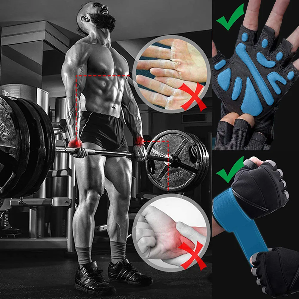 Weightlifting Gloves Gym Gloves Fitness Weight Lifting Body Building Wrist Wrap Training Sport Half Finger Workout Fitness Gloves for Men Women