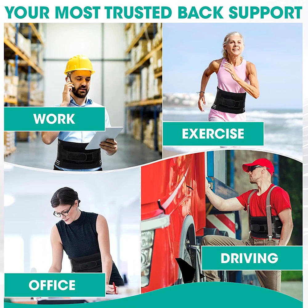 Back support belt 1 Pcs adjustable back support belt 6 stays lumbar pad breathable waist support back brace herniated disc scoliosis