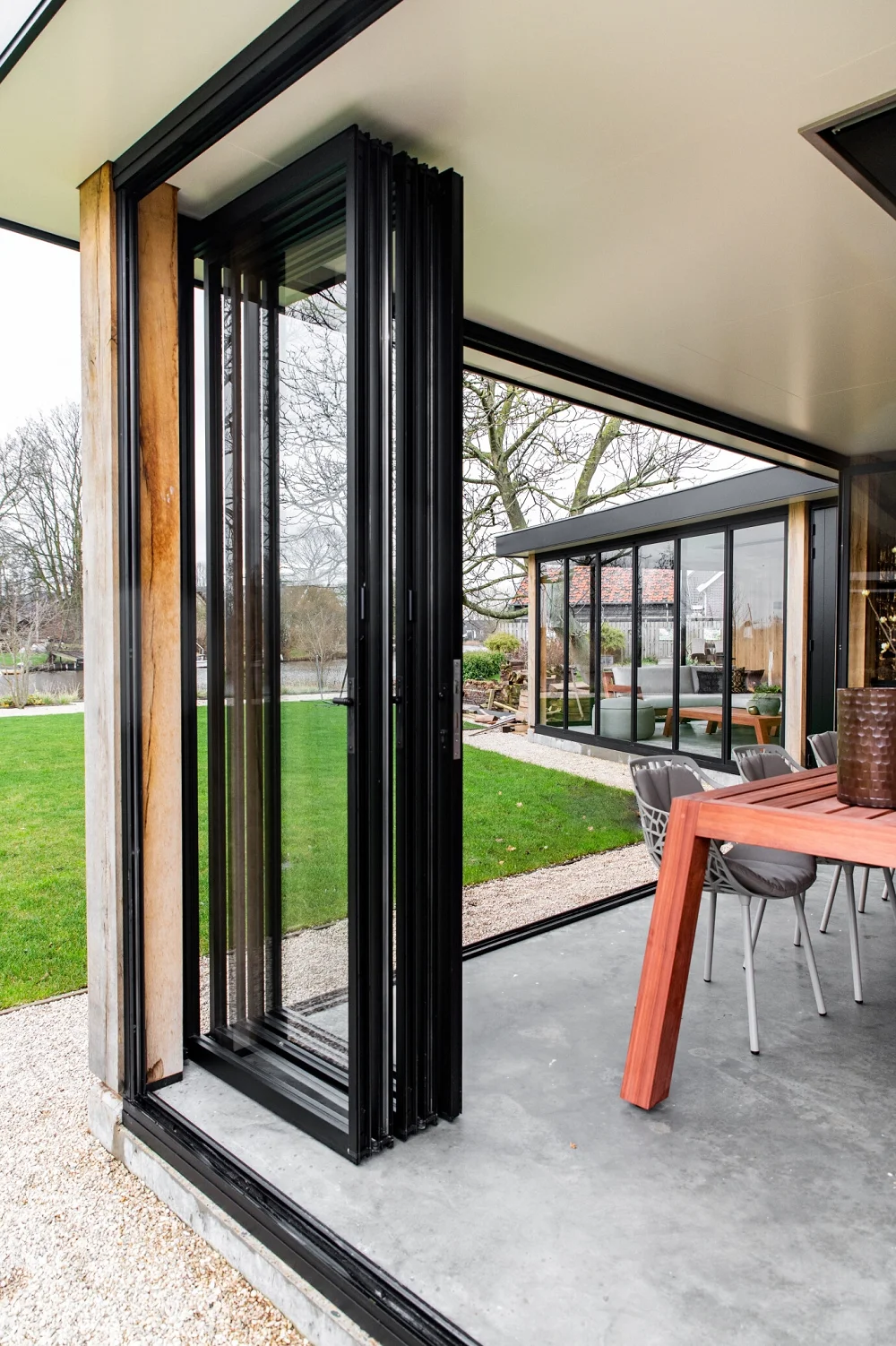 DN Latest Design Folding Door Waterproof Exterior Double Glazing Patio Accordion Door Aluminum Frame Tempered Glass Bifold Doors