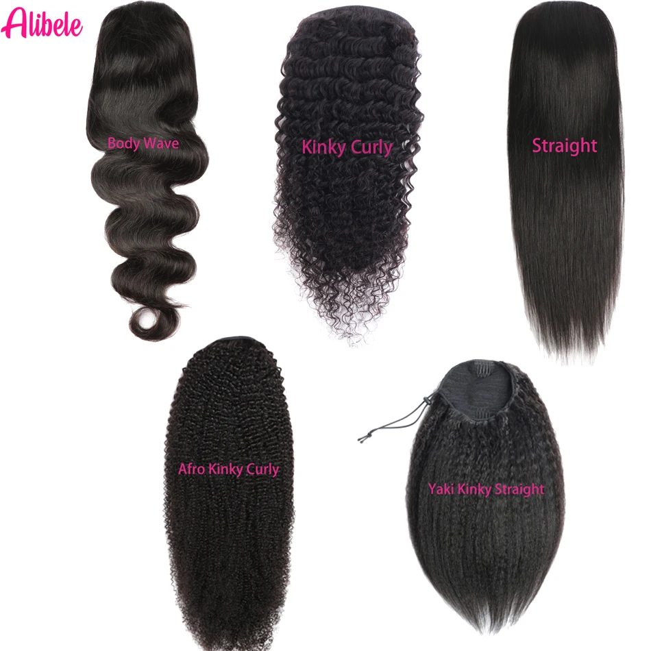 Alibele 모골리안 아프로 킨키 곱슬 드로스트링 포니테일 인모 익스텐션, 4B, 4C 킨키 곱슬 포니테일 익스텐션