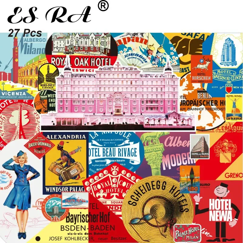 

27 Pcs/Sets Big Size City Travel Sticker Aesthetics Stickers Retro Pegatinas Waterproof Pvc Decor for Suitcase Skateboard Mobile