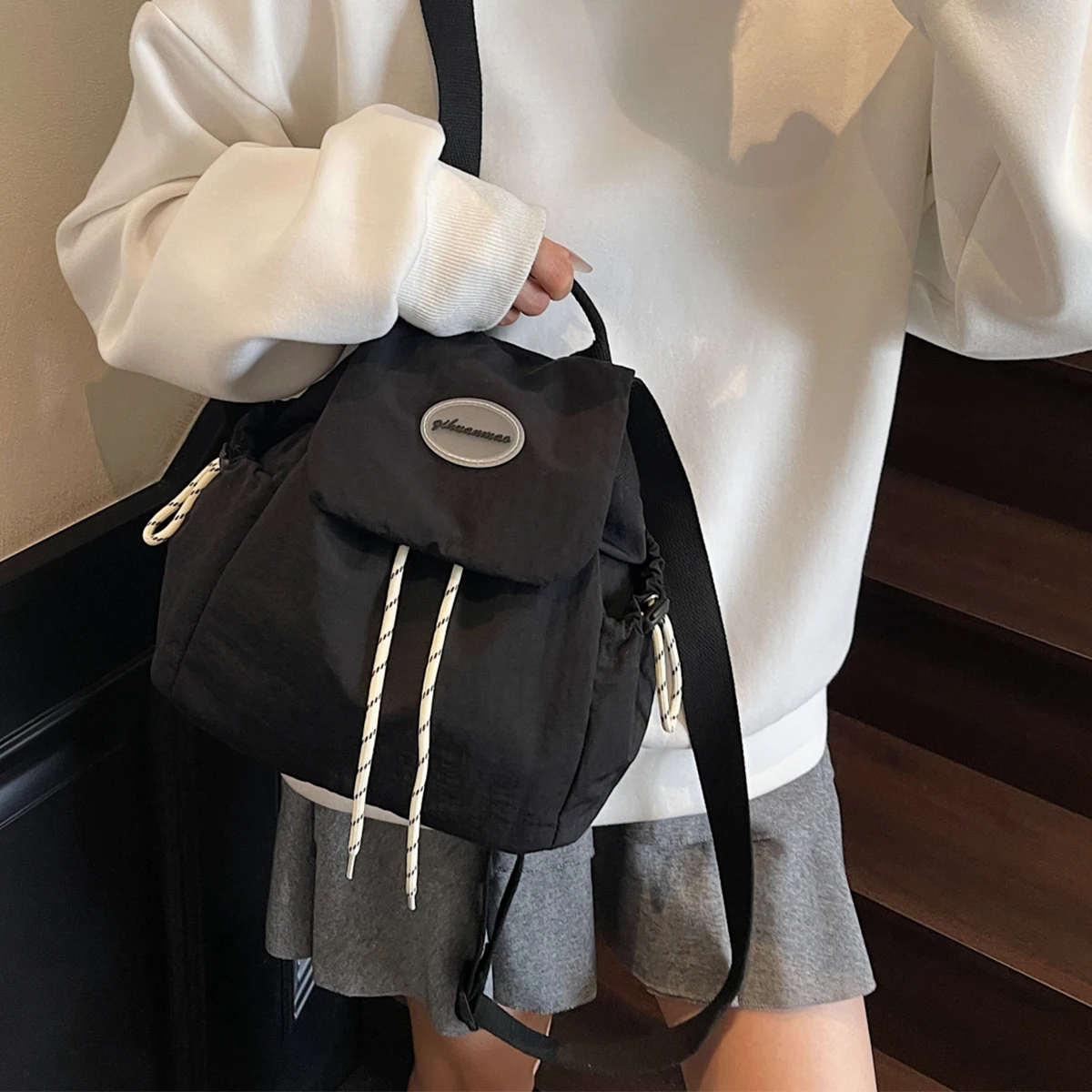 Japanese-Style Washed Canvas Vintage Small Backpack for Female College Students, Trendy Casual Versatile Mini Hiking Backpack for Commuting, Work, and Travel