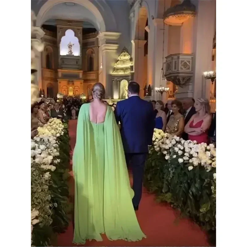 Elegant Green Chiffon Mother Of The Bride Dresses Evening Party Gowns Backless Wedding Guest Formal Ocn Prom Dress mother bride dresses women party dresses