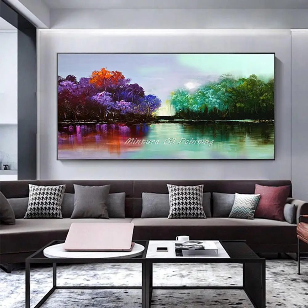 

Mintura,Hand-Painted Trees Landscape Oil Painting Modern Abstract Canvas,Wall Art,Picture for Living Room Home Office Decoration