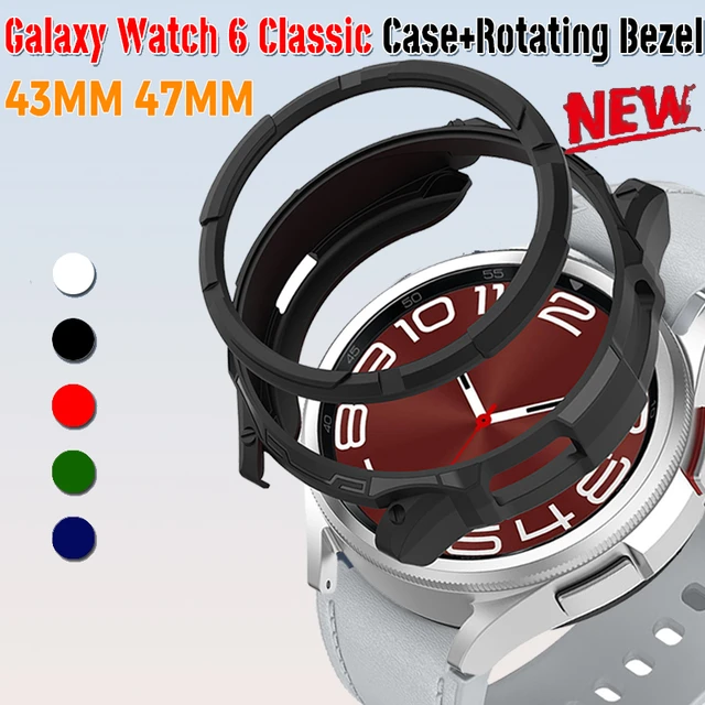 Samsung Galaxy Watch 6用の回転式ベゼル,クラシックな保護ケース,43mm