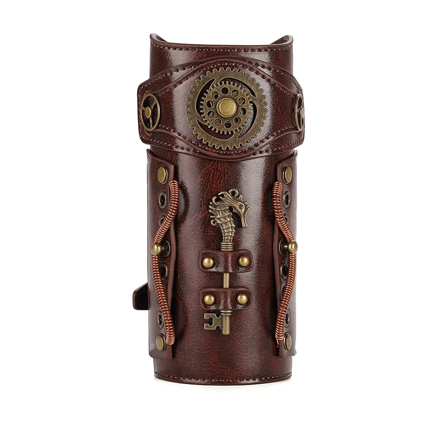 Medieval Steampunk Wrist Guard Renaissance Retro Mechanical Gear Watch Leather Wrister Armor Archer Prop Costume Cosplay Anime game cosplay props