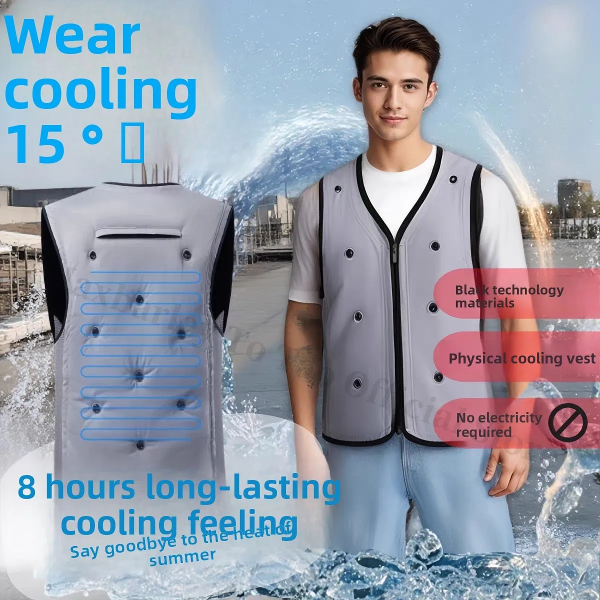 COMXZ Ice Cooling Vest Men Water Pack Construction Outdoor High Temperature Summer Breathable Work Jacket Liquid Cooling System