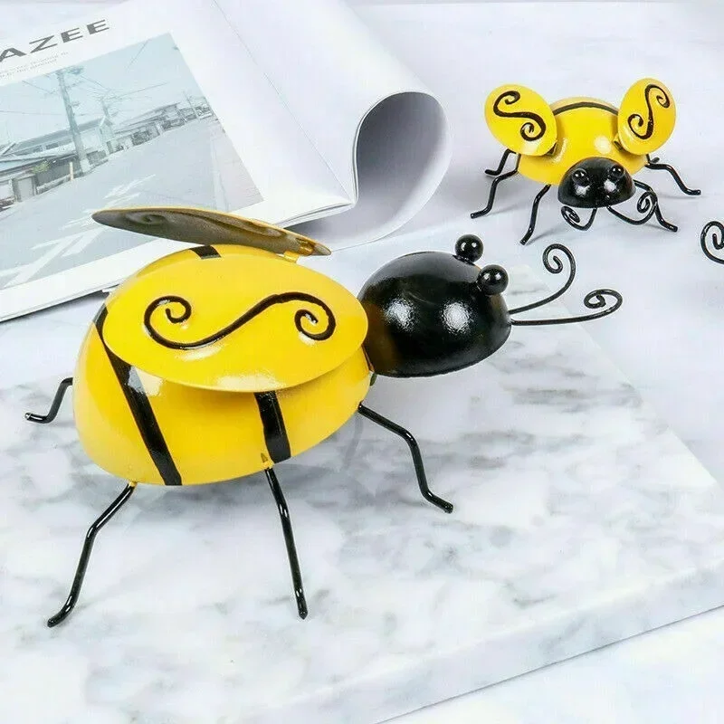 4PCS Decorative Metal Art Bumble Bee Backyard Garden Accents Wall Ornament Patio Decoration Outdoor Decor Garden Statues 2023