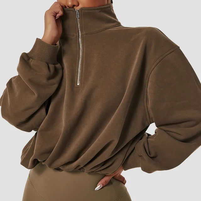 Timesyoga Vrouwen Athletic Trui Hoge Hals Fitness Trui Outdoor Running Half  Rits Losse Lange Mouw Sweatshirt Gym Workout - AliExpress