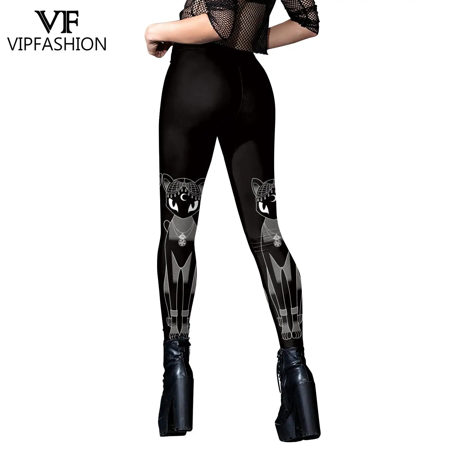 VIP FASHION Woman Gothic Leggings Sexy Steampunk Print Trousers Elastic Vintage Skinny Pencil Pants Ankle Length Cosplay Bottom images - 6