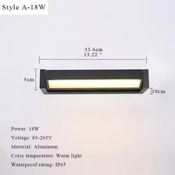 Sleek Outdoor Waterproof LED Wall Lamp for Courtyards and Balconies (Style A 18W)