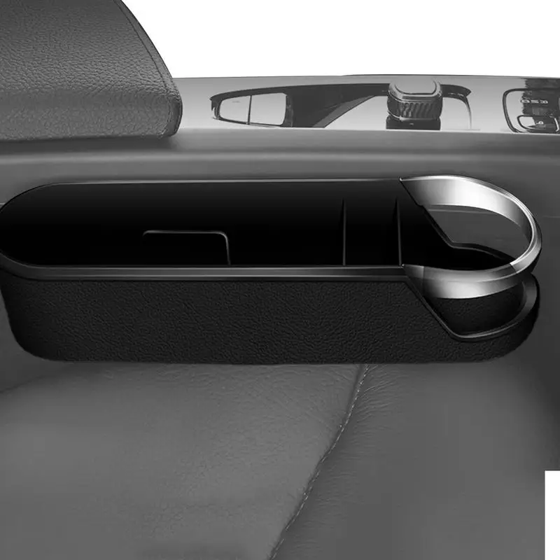 Кожаный Органайзер для автомобильного сиденья, многофункциональный боковой контейнер для хранения в подстаканнике, с карманом для хранения в салоне автомобиля
