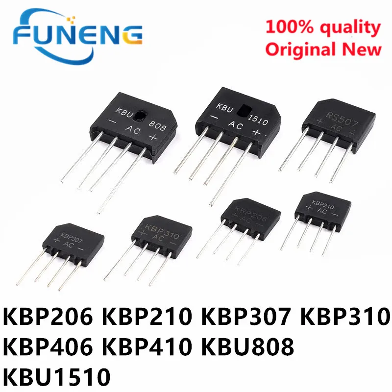 10pcs/lot KBP206 KBP210 KBP307 KBP310 KBP406 KBP410 KBU808 KBU1510 2A 3A 8A 600V 700V 1000V Rectifier bridge Rectifiers DIP-4