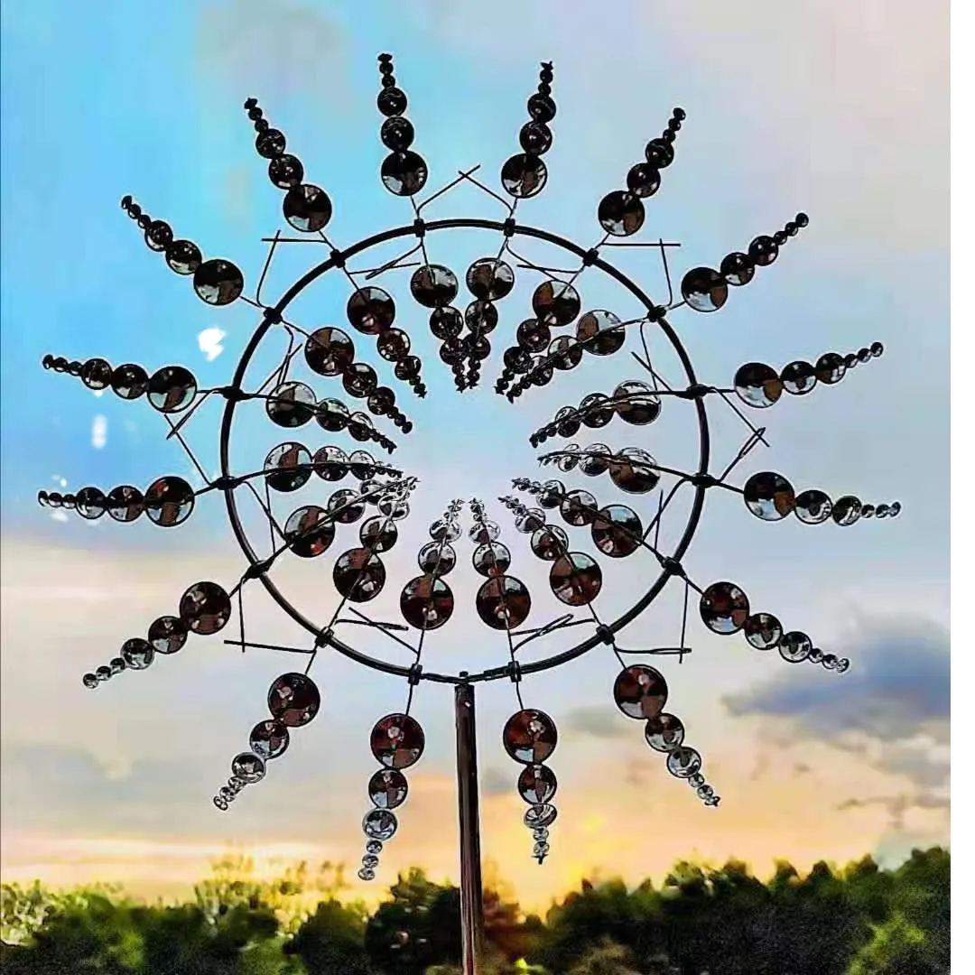 Magical Kinetic Metal Windmill Spinner Unique Wind Powered Catchers Creative Patio Garden Lawn Outdoor Courtyard Decoration 5