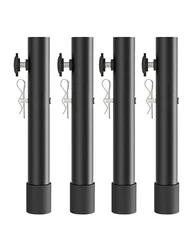 Adjustable Table Leg Extenders - Set of 4, for Straight and Bent Legs (Black)