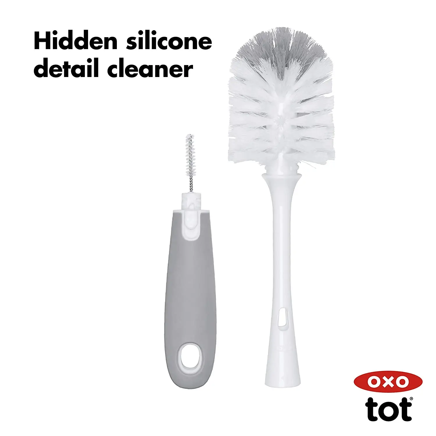 Brosse De Nettoyage Pour Bouteille D'Eau Double Tête - Long Manche 34 Cm - Silicone Et ABS