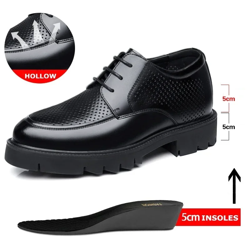 Good quality 8-10cm Height Increasing Shoes for Men Summer Autumn Inside High Shoes Business Dress Men's Elevator Leather