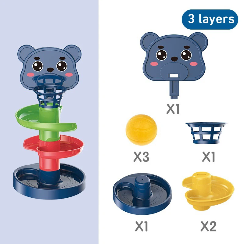 צעצועי מונטסורי לתינוקות בני 0-12 חודשים, 24-36 חודשים, כדור גלגלת למעקב, כדור מחולק לדחיפה, צעצועי חינוך מוקדמים לילדים וילדות חושיים