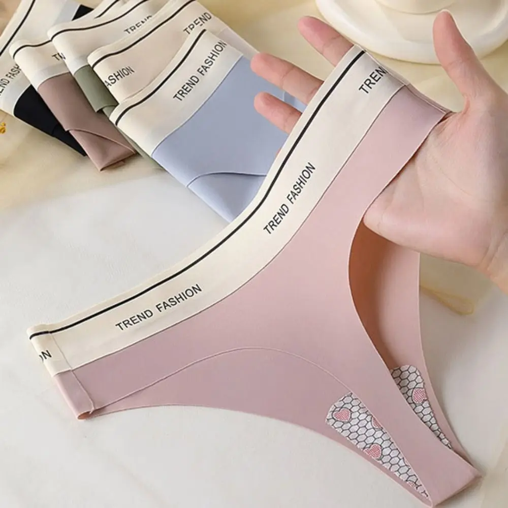 

Thong Cotton Crotch Underwear Sports Underpants Ice Silk Panties Female Lingerie Traceless Panties Women Thong