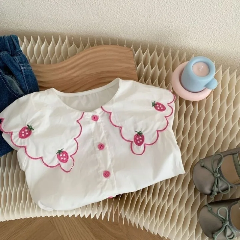 Girls' Shirts Spring and Autumn New Baby Fashionable Pure Cotton Shirts New Korean Children's Top 0-6Y