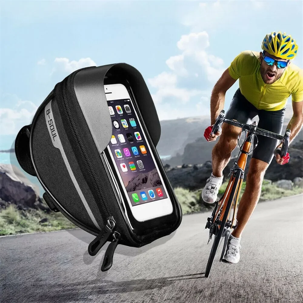 Bicycle Bag 6.3 Inch Touch Screen Bicycle Bags MTB Cycling Bike Head Tube Bag Bicycle Handlebar Cell Mobile Phone Bag Case Holder for Bike