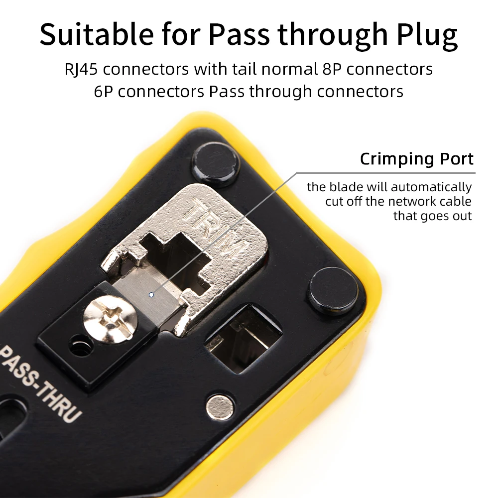 Zoerax Ferramentas Ratcheting Modular Cabo de Dados Crimper Fio Stripper Cortador de Fio para Cat5e Cat6 Cat6a Rj45 Pass-thru Conector - Imagem 3