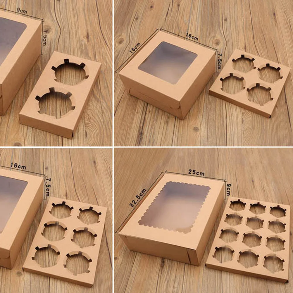 Small Dessert Container Cake Holder Containers with Lids Cupcake Boxes Window Windowed 12 Cavity White