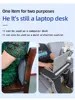 MUMUCC Small Laptop Desk With Cushion, Simple and Portable,Black and Orange,Polystyrene Waist Pillow Table With 30CM ABS Slot 2