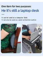 MUMUCC Small Laptop Desk With Cushion, Simple and Portable,Black and Orange,Polystyrene Waist Pillow Table With 30CM ABS Slot 2