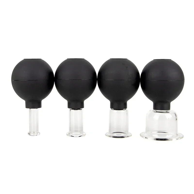 Black Vacuum Cupping Cups Set Rubber Head Glass Anti Cellulite Massage Medical Chineses Therapy Cupping Therapy Tool 2