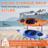 Kayak Storage Rack Paddle Board Floor Stand Indoor Outdoor Adjustable Width Canoe Rack Hanger for Surfboard, Boat, Dock, Garage
