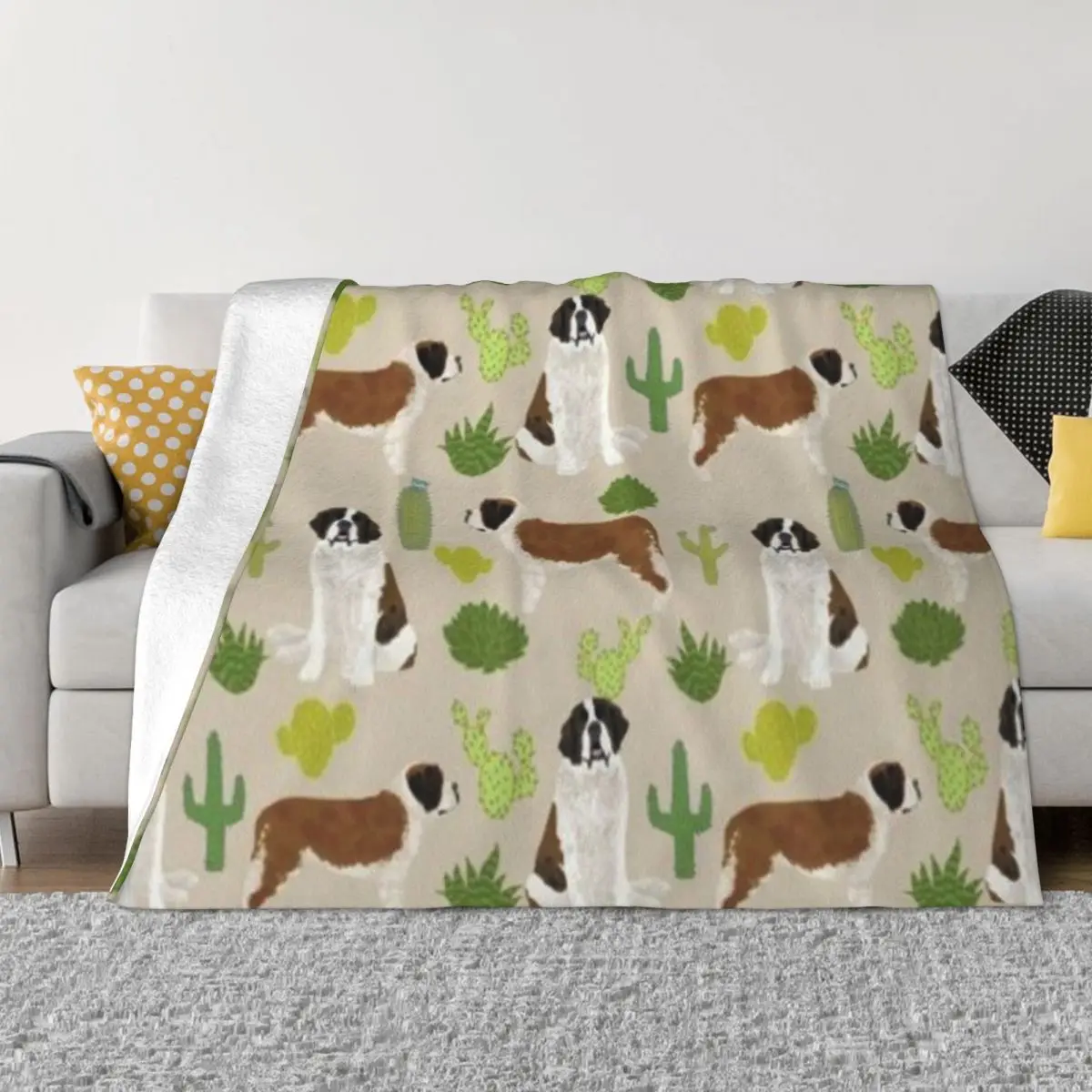 생버나드 던지기 담요, 럭셔리 두꺼운 봉제, 푹신한 대형 담요
