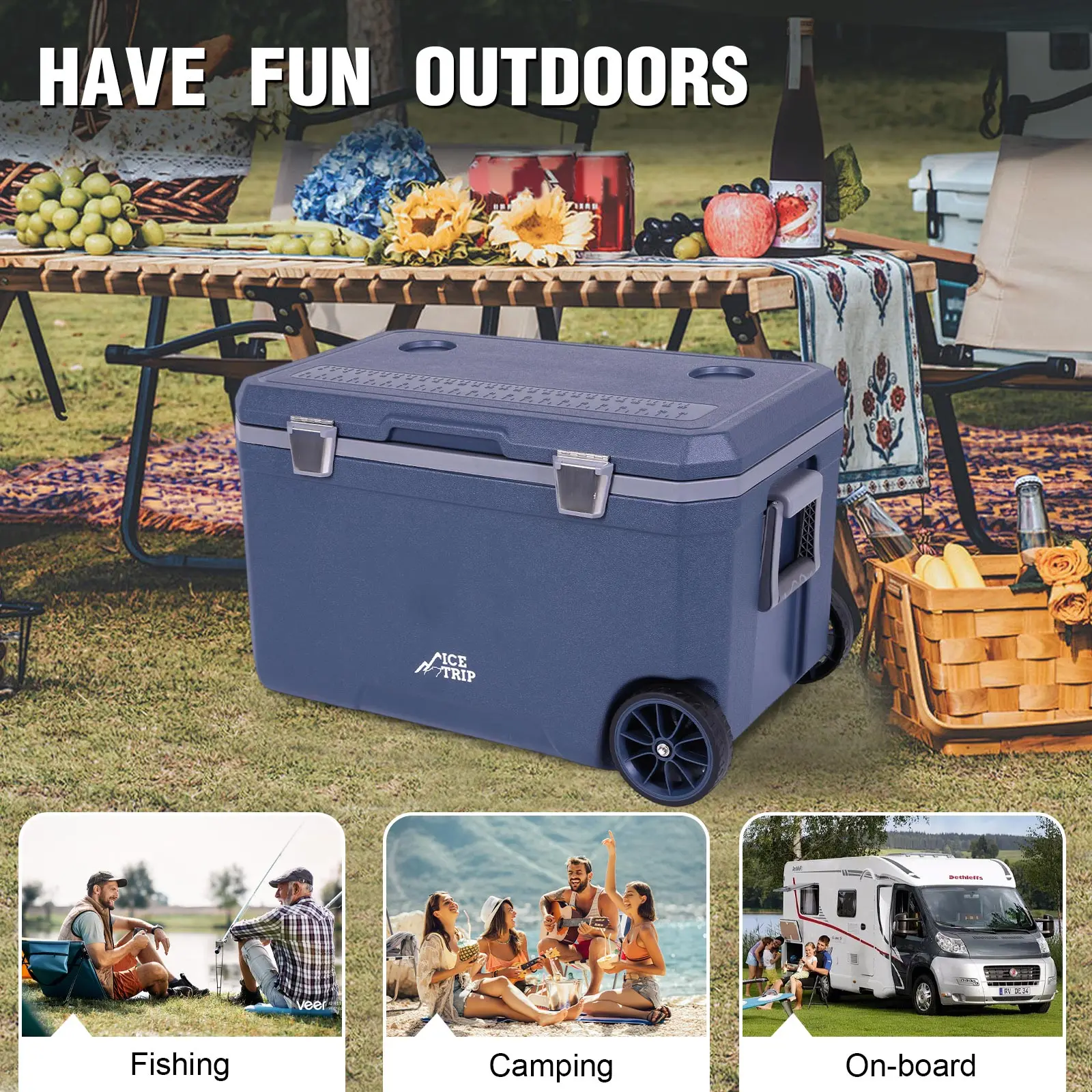 Lightweight Plastic Camping Cooler for Outdoor Picnic