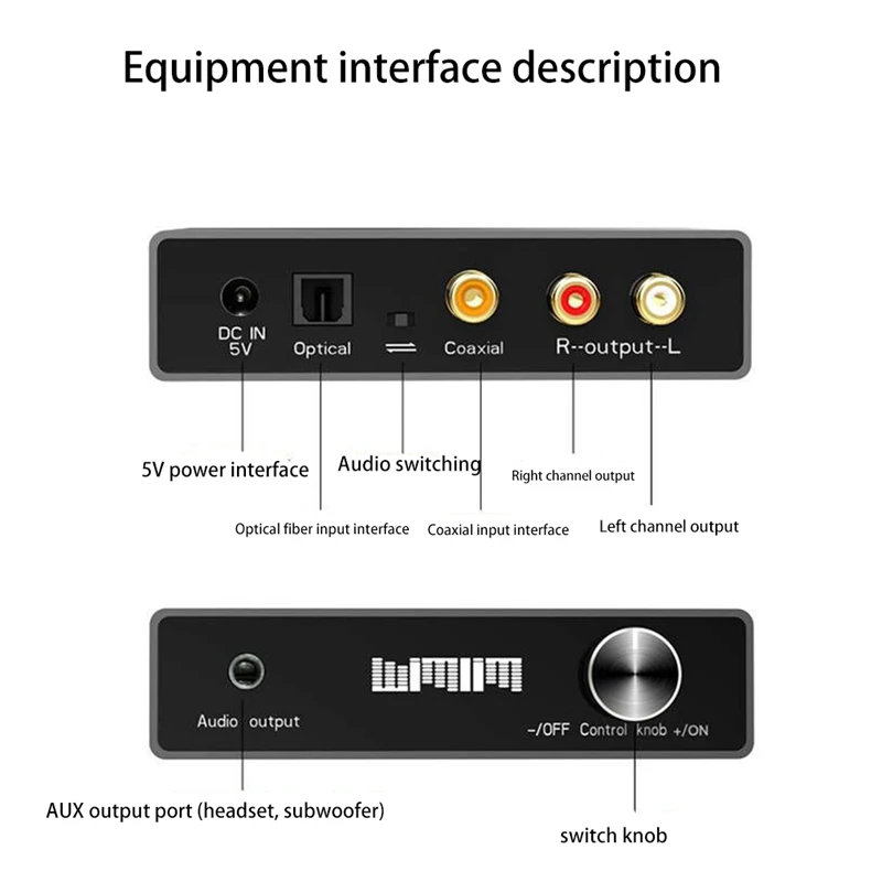 DAC 24Bit 192Khz Optical Coaxial To Audio Converter Output RCA3.5 To Amplifier For Home Theater TV audio converter adapter audio converter