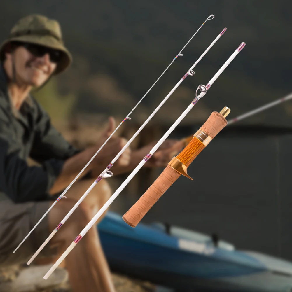 Ejection Fishing Rod Four-Section Portable Travel Stream Fiberglass Trout Rod Fishing Pole for Stream Freshwater