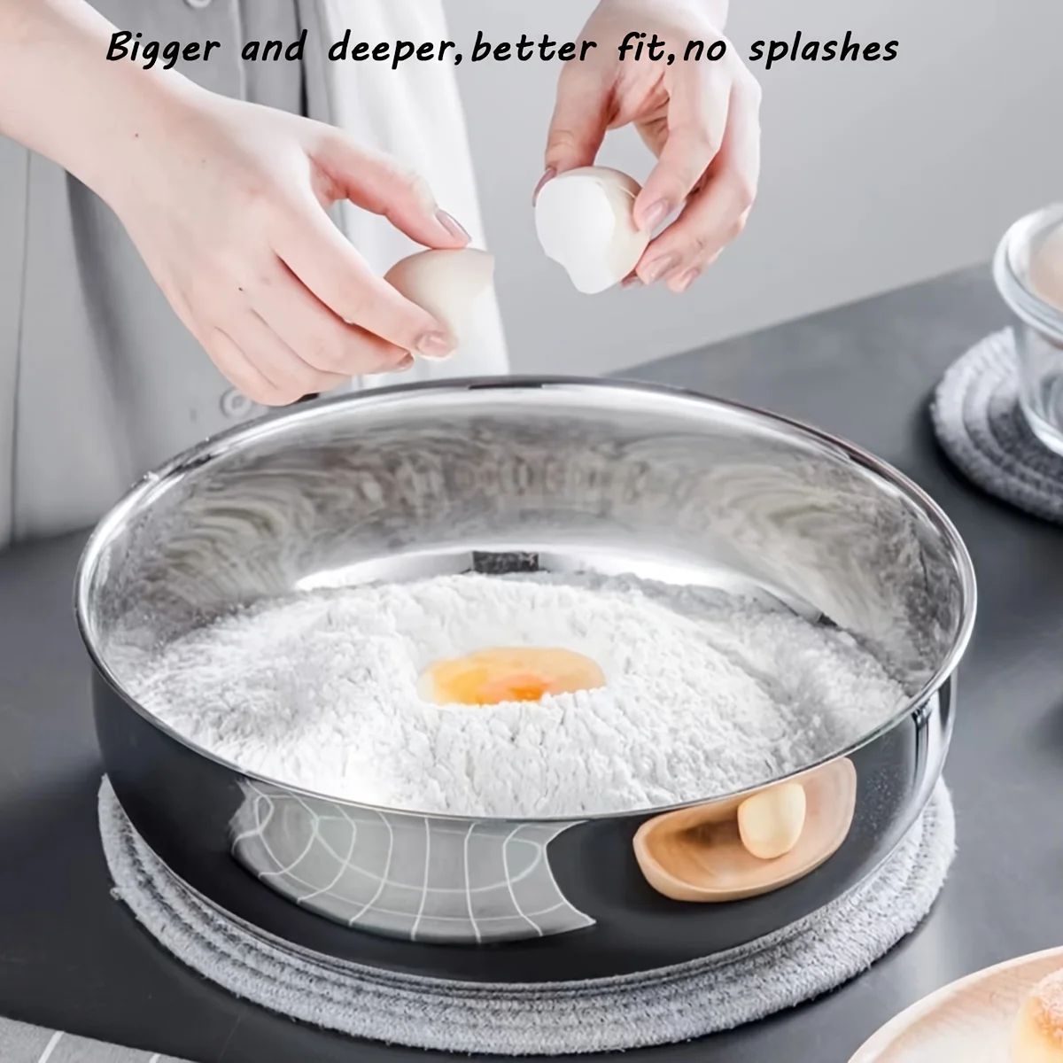 Stainless Steel Basin Enlarged and Deepen Vegetable Washing Basin Soup Pot Large Capacity Salad Bowl Plates