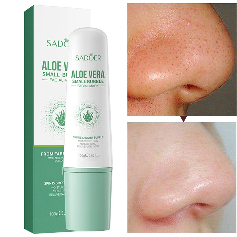 Remove Blackheads Mud Mask Aloe Vera Bubble Mask Deep Cleansing Shrink Pore Oil Control Anti-Acne Whitening Face Skin Care 100g check out pure 99% aloe vera deep cleansing