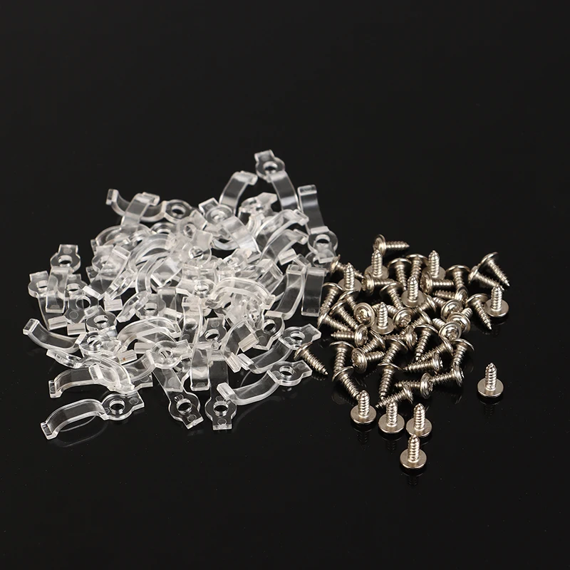 50Pcs Mounting Brackets Clip Side Fixing Clips With Screws 10MM For 5730/5050/2835/3014 SMD LED Waterproof Strip Light