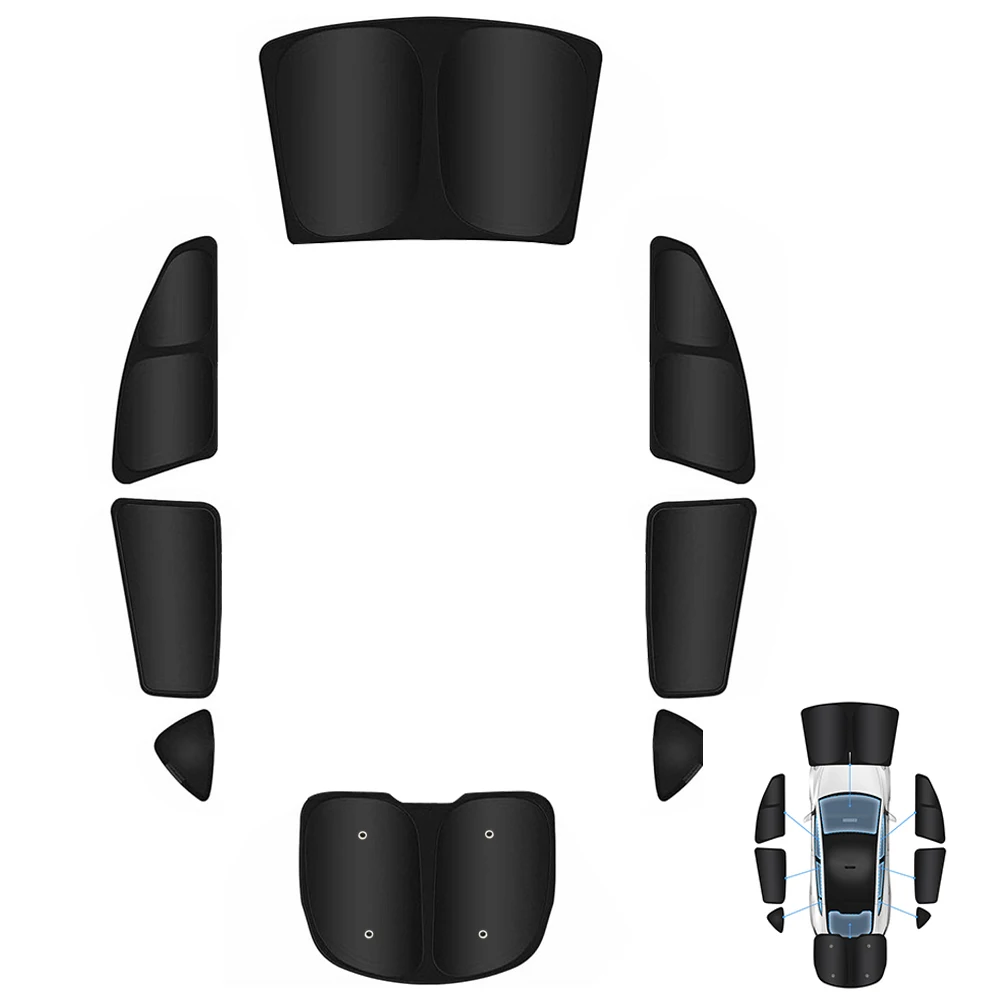 8Pcs/Set Car Multi Sun Shade Ultraviolet Isolation Car Windows Sun Shade Total Blackout Sun Visors for Tesla Model Y 2020-2024