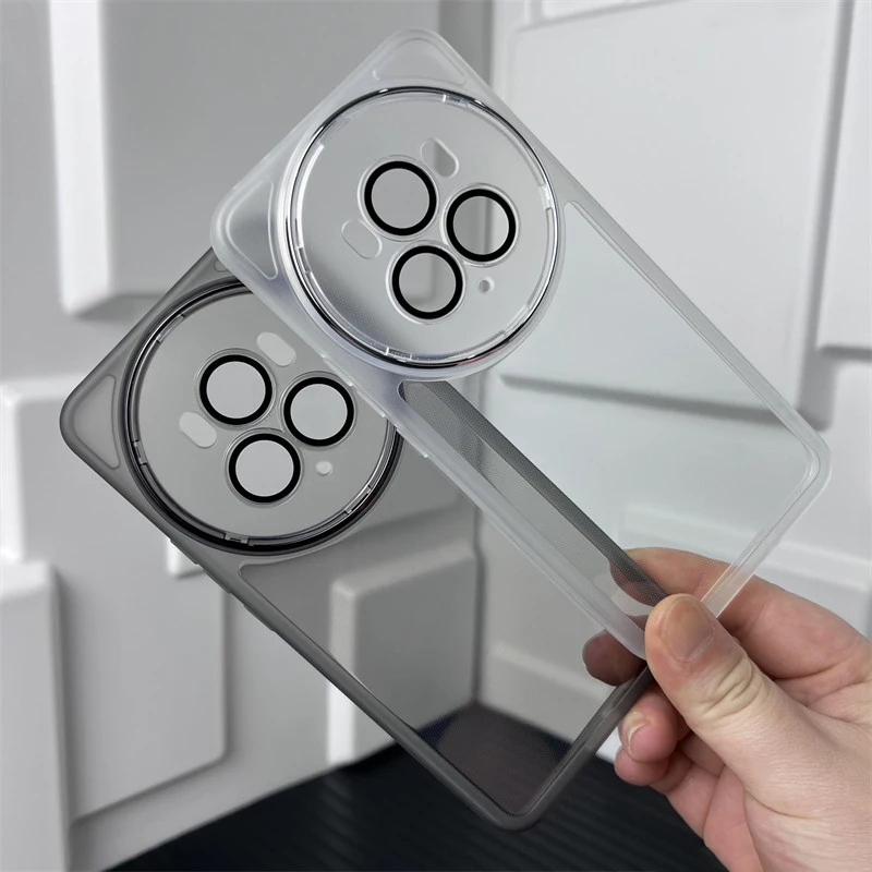 Luxury Soft Clear Silicone-Acrylic Phone Case with Glass Lens Protector