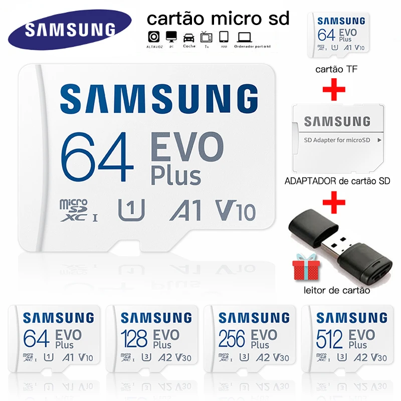 Cartão micro sd samsung evo plus cartão 64g 128g 256g 512g classe 10