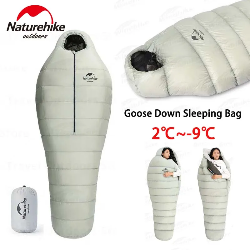 Naturehike Goose Down Mummy Sleeping Bag Outdoor Breathable Winter Thickened Sleeping Bag Ultralight 430g Portable Waterproof