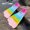 New colored swimming training fins for summer tourism, elastic and soft silicone diving frog shoes 3