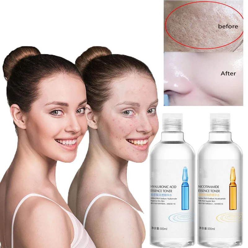 Hyaluronic Acid Facial Serum Moisturizing Pore Shrink Anti-aging Freckle Anti Wrinkle VC Whiten Niacinamide Face Essence