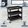 32" x 18" Mobile Multipurpose Utility Tub Cart with 3 Shelves and Ergonomic Handle - Black, Great for Warehouse, Garage and More 5