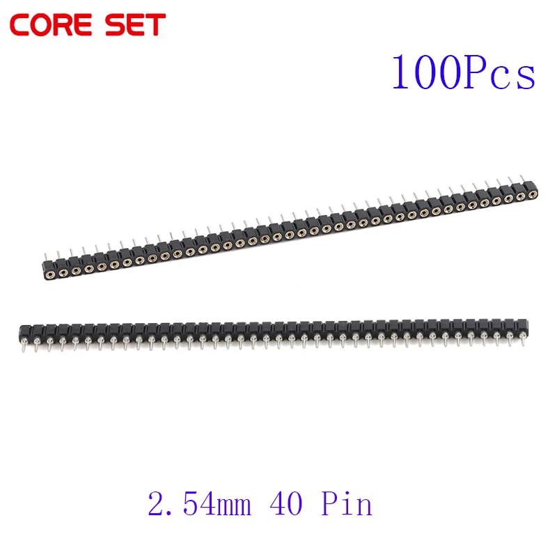 

100pcs 1x40P 2.54mm Round Hole Female Header Tin Single Row 40Pin 0.1" Breakable Stackable PCB IC Crystal Socket Connector