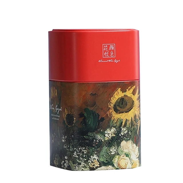 Elegant Metal Tea Canister – Oil Painting Design 1