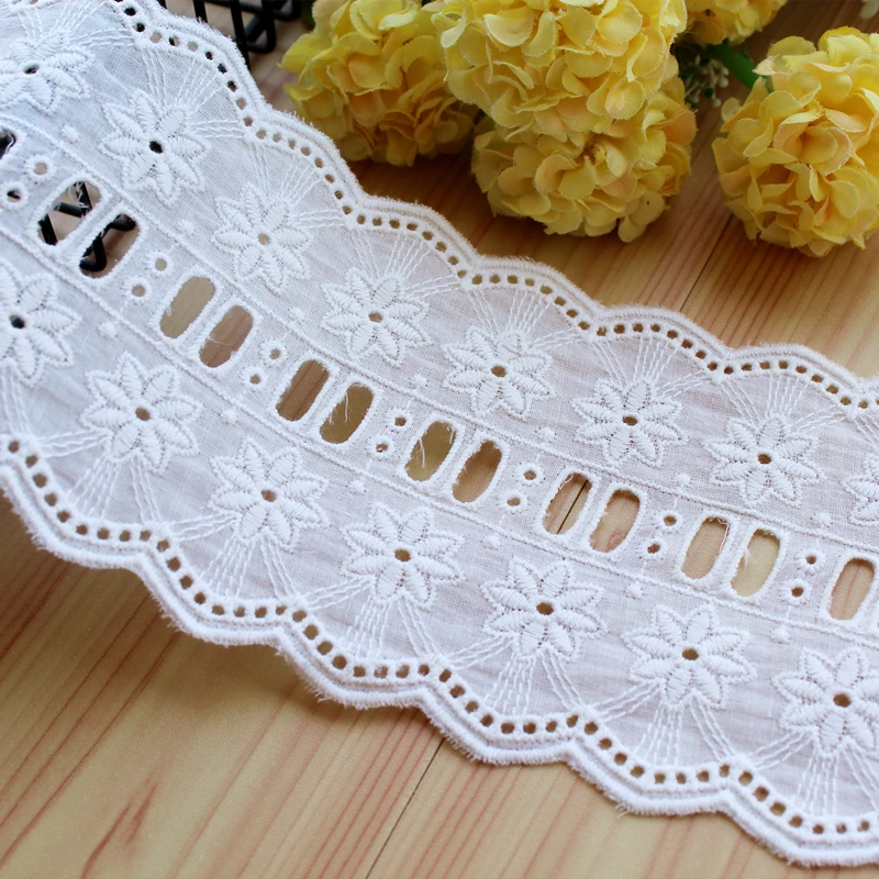 Sustainable Cotton Wave Lace Trim in Off White Beige - 2 Yards