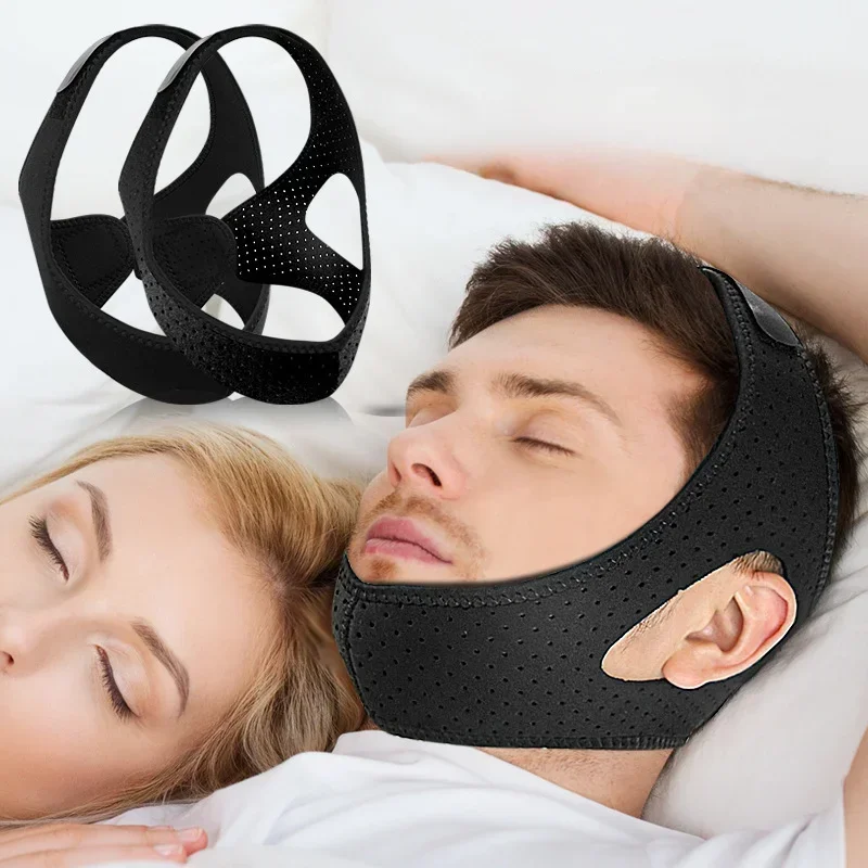 Adjustable Anti Snore Belt for Snoring Relief Breathable Chin Strap Night Sleeping Aid Jaw Support Men Women Snoring Protection